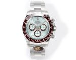 Rolex Daytona 904L Steel 40mm Ceramic Bezel Platinum Markers Index Ice Blue Face SS Oyster Band Watch